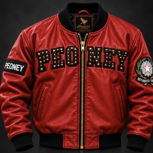 Mother of Pearl Leather Bomber by PEONEY